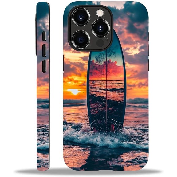 Compatible with iPhone 12 Pro Max Case, Sun Surfboard Pattern Print Matte Phone Case Durable Fashion Funny Liquid Silicone Case Soft Anti-Scratch Shockproof Protective Cover