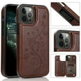 thumbnail image 1 of Compatible with iPhone 12 Pro Max Case Wallet with Card Holder,Embossed Butterfly Pattern PU Leather Double Magnetic Buttons Flip Shockproof Protective Cover for iPhone 12 Pro Max 6.7 Inch, Brown, 1 of 9