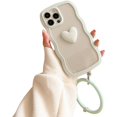 thumbnail image 1 of Compatible with iPhone 12 Pro Max Case for Women/Girls, Cute Curly Wave 3D Love-Heart Anti-Scratch Shockproof Case with Bracelet for iPhone 12 Pro Max, Green, 1 of 9