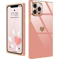 thumbnail image 1 of Compatible with iPhone 12 Pro Max Case  for Women Girls Cute Love Heart Luxury Plating Gold Shockproof Raised Full Camera Lens Protection Cover Phone Case for iPhone 12 Pro Max, Pink, 1 of 14