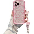 thumbnail image 1 of Compatible for iPhone 12 Pro Max Case for Women Girls,Cute Wave Border Flower Floral Clear with Bow Bracelet Ultra Slim Crystal Shockproof Soft TPU Anti-Yellow Protective Phone Cover-Pink, 1 of 6