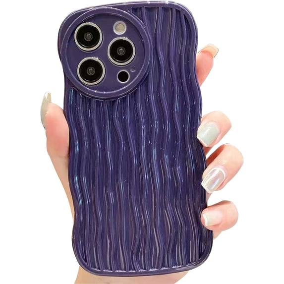 Compatible with iPhone 12 Pro Max Case for Women/Girls, Cute Wave Edge Water Ripples Back Cover Soft TPU Shockproof Case for iPhone 12 Pro Max, Purple