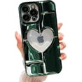 thumbnail image 1 of Compatible with iPhone 12 Pro Max Clear Glitter Case 6.7 Inch, Cute 3D Design Love Heart Pattern Plating Bling Case for Women Girls Soft TPU Shockproof Camera Protective Back Cover-Green, 1 of 11