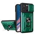 thumbnail image 1 of Compatible for iPhone 12 Pro Max Hybrid Case with Camera Lens Slide Cover | Rotatable Ring Holder Kickstand | Impact-Resistant Car Mount Magnetic | Detachable Card Slot Protective Shell, Green, 1 of 13