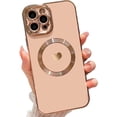 thumbnail image 1 of Compatible with iPhone 12 Pro Max Magnetic Case-6.7 Inch, Luxury Love Heart Pattern Plating Phone Case, Compatible with MagSafe for Women Girls Shockproof Back Cover-Pink, 1 of 6