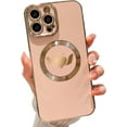 thumbnail image 1 of Compatible with iPhone 12 Pro Max Magnetic Case 6.7 Inch,with Wings, Heart,Angel Pattern Luxury Plating Phone Case for Women Girls with Camera Lens Protector Back Cover-Pink, 1 of 12