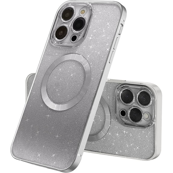 Compatible with iPhone 12 Pro Max Magnetic Gardient Glitter Case, Plating Bling Cute Case with MagSafe for Women Girls Full Camera Protector Back Cover for iPhone 12 Pro Max 6.7'' Black