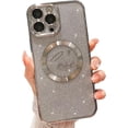 thumbnail image 1 of Compatible with iPhone 12 Pro Max Magnetic Glitter Case-6.7 Inch, Luxury Love Heart Pattern Plating Bling Clear Case, Compatible with MagSafe for Women Girls Shockproof Back Cover-Silve, 1 of 10