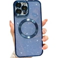 thumbnail image 1 of Compatible with iPhone 12 Pro Max Magnetic Glitter Case, Luxury Plating Cute Bling Clear Phone Case, Compatible with MagSafe for Women Girls with Camera Protector Back Cover - Blue, 1 of 10