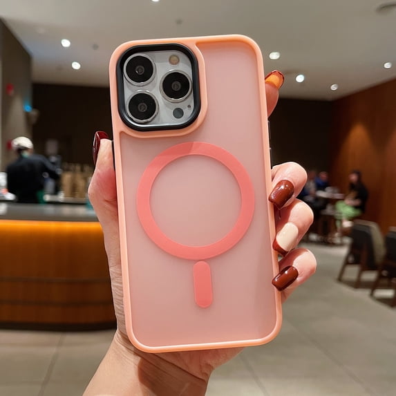 Compatible for iPhone 12 Pro Max Magnetic Skin-Feel Frosted Case, Support Wireless Charging, Translucent Protective Phone Cover Ultra-Slim Lightweight Anti-Scratch Shockproof Case, Pink