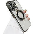 thumbnail image 1 of Compatible with iPhone 12 Pro Max Magnetic Transparent Case,Luxury Plating Bling Clear Shockproof MagSafe Case with Full Camera Len Protector for iPhone 12 Pro Max Women Girl Men-Elegant Silver, 1 of 10