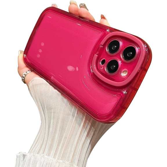 Compatible with iPhone 12 Pro Max Phone Case, Cute Clear with Camera Holder Protective Case, Design for Women/Girls Soft TPU Shockproof Creative Cases for iPhone 12 Pro Max-Pink