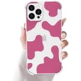 thumbnail image 1 of Compatible with iPhone 12 Pro Max Phone Case for Women, Transparent Shell Four Corner Protection Edge with Cute Cow Print Design, Lens Edge Raised Protection for iPhone 12 Pro Max 6.7"-Pink, 1 of 7