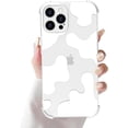 thumbnail image 1 of Compatible with iPhone 12 Pro Max Phone Case for Women, Transparent Shell Four Corner Protection Edge with Cute Cow Print Design, Lens Edge Raised Protection for iPhone 12 Pro Max 6.7"-White, 1 of 12
