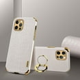 thumbnail image 1 of Compatible with iPhone 12 Pro Max Ring Holder Case Luxury Crocodile Cover Gold Edge 360 Degree Rotation Stand for Women Girls Slim Leather Snake Lizard Skin Protective Cover case, 6.7 Inch, 1 of 7