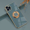 thumbnail image 1 of Compatible with iPhone 12 Pro Max Ring Holder Case Shiny Plating Rose Gold Edge 360 Degree Rotation Kickstand for Women Girls Slim Soft Flexible TPU Protective Cover Case, 6.7 Inch, 1 of 15