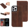 thumbnail image 1 of Compatible with iPhone 12 Pro Max Wallet Case,[3 Card Slots] [1 Cash Pocket] [Stand Feature] Magnetic Top Layer Leather Cover Shockproof Cat Eye Style Case for iPhone 12 Pro Max,6.7 inch Brown, 1 of 17