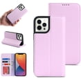 thumbnail image 1 of Compatible with iPhone 12 Pro Max Wallet Case,[3 Card Slots] [1 Cash Pocket] [Stand Feature] Magnetic Top Layer Leather Cover Shockproof Cat Eye Style Case for iPhone 12 Pro Max,6.7 inch Purple, 1 of 17