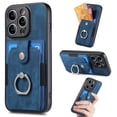 thumbnail image 1 of Compatible with iPhone 12 Pro Max Wallet Case with Card Holder, Premium Leather 360° Rotation Ring Holder Kickstand Shockproof Phone Case Cover for Apple iPhone 12 Pro Max 6.7", Blue, 1 of 9