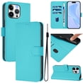 thumbnail image 1 of Compatible with iPhone 12 Pro Max Wallet Case with RFID Blocking Credit Card Holder, PU Leather Folio Flip Kickstand Protective Shockproof Anti-fall Phone Case Cover Women Men,Lagon, 1 of 11