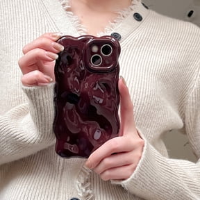Compatible with iPhone 12 Pro Max Wavy Phone Case, Cute 3D Wave Bubble Pattern and Stylish Wavy Border Soft TPU Protection Shockproof Phone Case for Women Girls for iPhone 12 Pro Max, Winered