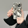 thumbnail image 1 of Compatible with iPhone 12 Pro Max Wavy Phone Case, Cute 3D Wave Bubble Pattern and Stylish Wavy Border Soft TPU Protection Shockproof Phone Case for Women Girls for iPhone 12 Pro Max, Silver, 1 of 12