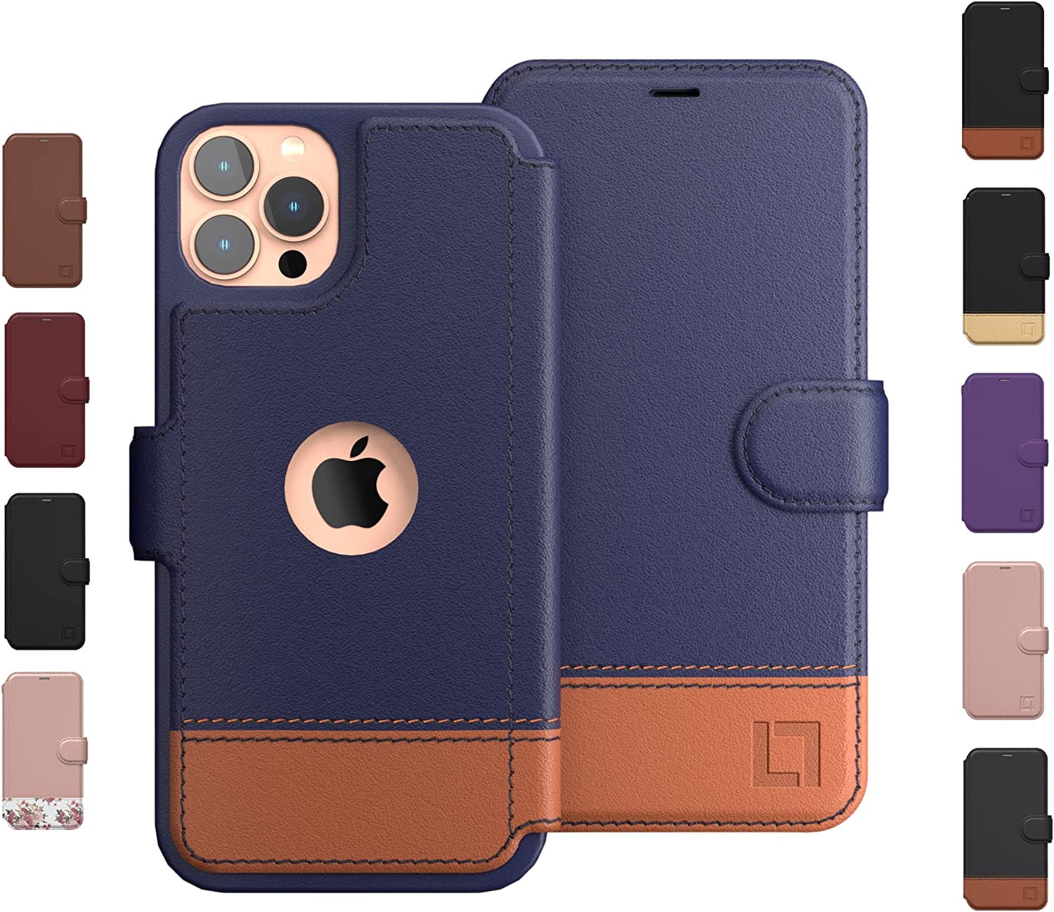 Compatible with iPhone 12 Wallet case for Women & Men - 12 Pro case with Card Holder [Slim and Durable] Faux Leather - Flip Cell Phone case, Folio Credit Cover - Desert Sky