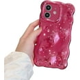 thumbnail image 1 of Compatible with iPhone 12 Wavy Phone Case, Cute Coquette 3D Wave Bubble Pattern and Stylish Wavy Border, Soft TPU, Protection Shockproof Phone Case for Women Girls (Rose Red), 1 of 13