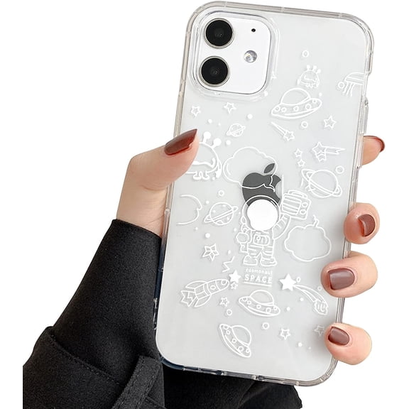 Compatible for iPhone 12 / iPhone 12 Pro Case Clear Cute with Astronaut Outer Space Planet Star Creative Pattern,for Girls Boys Soft TPU Shockproof Slim for iPhone 12/12 Pro-Space