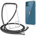 thumbnail image 1 of Compatible with iPhone 12/iPhone 12 Pro,Clear Case with Adjustable Lanyard,Soft Slim TPU Shockproof Protective Crossbody Case for iPhone 12/12 Pro,6.1 inch-Black, 1 of 13