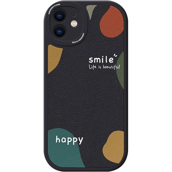 Compatible with iPhone 12 mini Case - Cute Pattern Design for Women Men Girls Fashion Soft Lambskin Flexible Protective TPU Rubber Shockproof Phone Case for iPhone 12 mini, 5.4 inch, Black