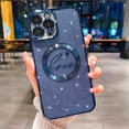 thumbnail image 1 of Compatible with iPhone 12 pro Magnetic Glitter Case-6.1 Inch, Luxury Love Heart Pattern Plating Clear Case, Compatible with MagSafe for Women Girls Shockproof Back Cover-Blue, 1 of 16