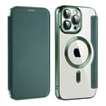 thumbnail image 1 of Compatible with iPhone 13 14 15 16 Case with Magnetic Ring Stand [Compatible with Mag-Safe] [Full Camera Lens Protector] Soft Plating Phone Case for iPhone Green, 1 of 7