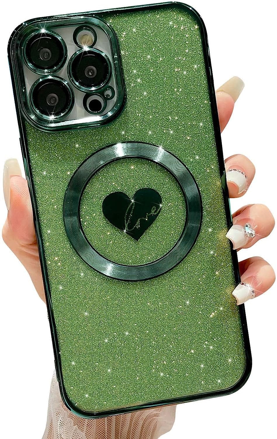 Compatible with iPhone 13 6.1 Inch Case with Magsafe, Plating Heart