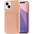 thumbnail image 1 of Compatible with iPhone 13 (6.1 inch) Case, Card Holder Camera Protection Cover for iPhone 13 + Screen Protector, Card Slot  for iPhone 13 Phone Case -Pink, 1 of 12