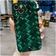 thumbnail image 1 of Compatible with iPhone 13 Case-6.1 Inch, Fashion 3D Woven Pattern Plating Phone Case, Grid Printed case for Women Girls Soft Silicone Shockproof Camera Protective Back Cover-Green, 1 of 14