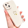 thumbnail image 1 of Compatible with iPhone 13 Case 6.1", Slim Soft Silicone Cute Plated Heart Pattern Full Camera Protection Shockproof Phone Case for Women Girls (White), 1 of 12