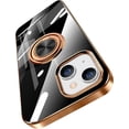 thumbnail image 1 of Compatible with iPhone 13 Case 6.1” Slim Thin Silicone Cover with Ring Holder Magnetic Kickstand Shockproof Protective Phone Cases Soft TPU Bumper - Black, 1 of 18