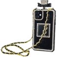 thumbnail image 1 of Compatible with iPhone 13 Case 6.1 inch 2021 Released, Perfume Bottle Cover with Necklace Neck Wrist Chain String Luxury Bling 3D Glitter Crystal Diamonds Rhinestone Shell for Apple iPhone 13, 1 of 5