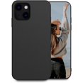 thumbnail image 1 of Compatible with iPhone 13 Case 6.1 inch Slim Thin Luxury Soft Vegan Leather Non-Slip Matte Grip Flexible Shockproof Cases Anti-Fingerprint, Anti-Scratch Protective Cover (2021), Black, 1 of 11