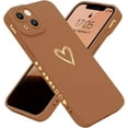 thumbnail image 1 of Compatible with iPhone 13 Case 6.1 inch for Women Girls, Cute Luxury Heart [Soft Anti-Scratch Full Camera Lens Protective Cover] Girly Silicone Girly Phone Case for iPhone 13-Brown, 1 of 13