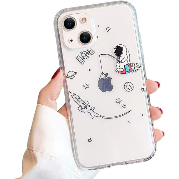 Compatible with iPhone 13 Case for Clear Creative Astronaut Cute Cartoon Pattern for Boys Girls Soft TPU Protective Slim Shockproof Case for iPhone 13-Fishing