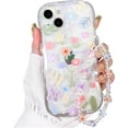 thumbnail image 1 of Compatible for iPhone 13 Case Clear Cute Flower Floral with Chain Wave Frame for Girls Women Pattern Soft TPU Shockproof Protective Girly-Colorful Floral, 1 of 13