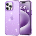 thumbnail image 1 of Compatible with iPhone 13 Case Clear Glitter, Anti-Yellow Shockproof Protective Phone Case, Ultra Slim Transparent Anti-Scratch TPU Bumper Cover for iPhone 13, Purple, 1 of 7