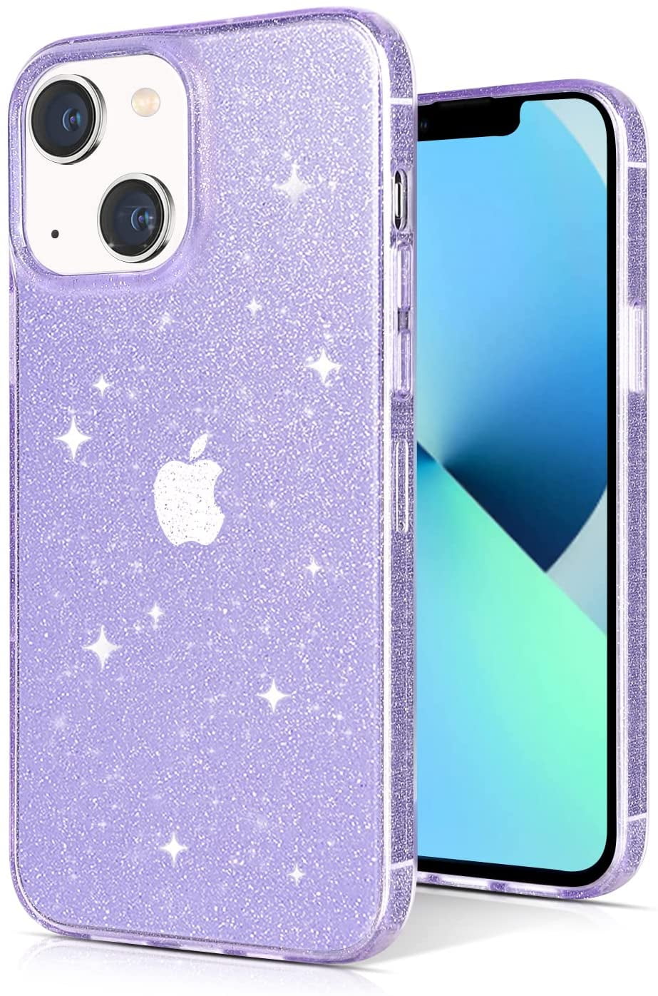 Compatible with iPhone 13 Case, Clear Glitter Soft TPU Shockproof