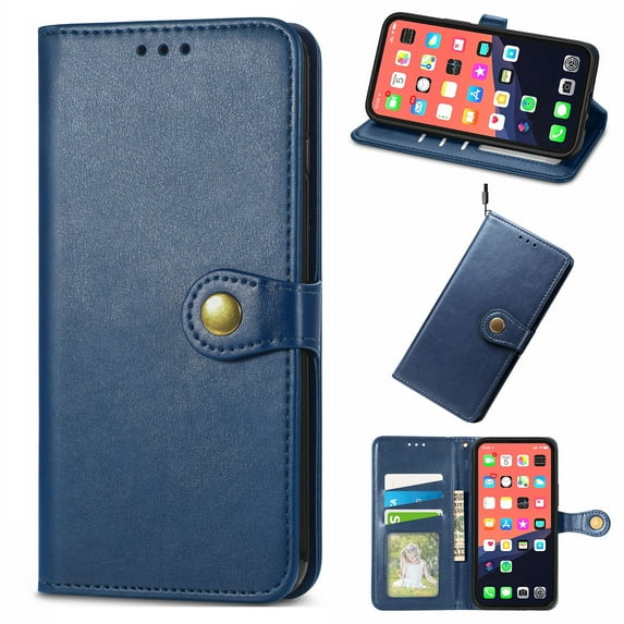 Compatible with iPhone 13 Case and Cover, Allytech Wallet Money Pocket Card Slots Book Style Kickstand Magnetic Snap Removable Wrist Strap Protective Case for iPhone 13 2021, Blue