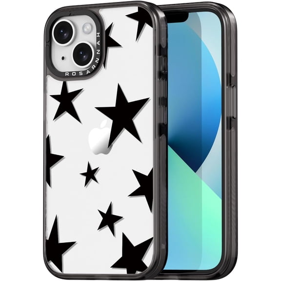 Compatible for iPhone 13 Case Cute Aesthetic - Durable Shockproof 6.6 ft Drop Impact Phone Case Cover with Funny Fashion Five-Pointed Star Design 6.1" Black