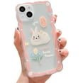 thumbnail image 1 of Compatible with iPhone 13 Case Cute Cartoon Floral Rabbit Design for Women Girls Aesthetic Kawaii Slim Soft TPU Transparent Cover for iPhone 13 6.1 inch-Pink, 1 of 12