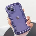 thumbnail image 1 of Compatible with iPhone 13 Case, Cute Curly Wave Frame Shape with Plating Edge, Camera Lens Cover & Soft TPU Silicone Heavy Duty Shockproof Protection Clear Phone case for iPhone 13, Purple, 1 of 16