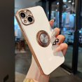 thumbnail image 1 of Compatible for iPhone 13 Case,Electroplated Anti-Scratch Cases with 360°Ring Holder Kickstand,Soft Flexible TPU Bumper Shockproof Case for iPhone 13 6.1 inch,White, 1 of 5